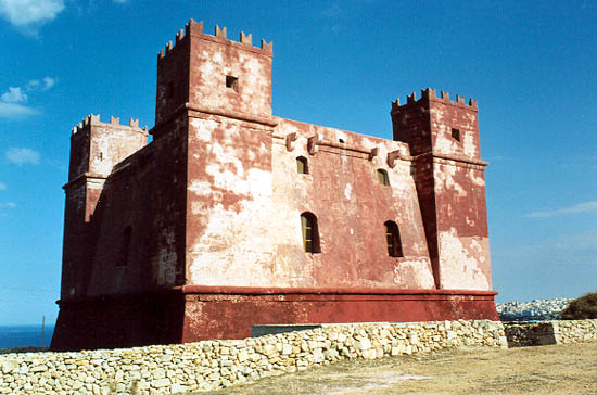 Fort Saint Agatha, Red Tower, large bastioned watchtower in Mellieħa, Malta