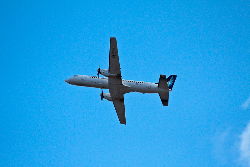 CS-TFJ, SATA - Air Acores, British Aerospace BAe ATP (cn 2018) climbing/flying the skies. Взлетающий самолёт, Порту-Санту, Мадейра, Португалия