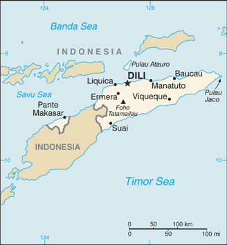 Карта Восточного Тимора. Map of East Timor, map of Timor-Leste.