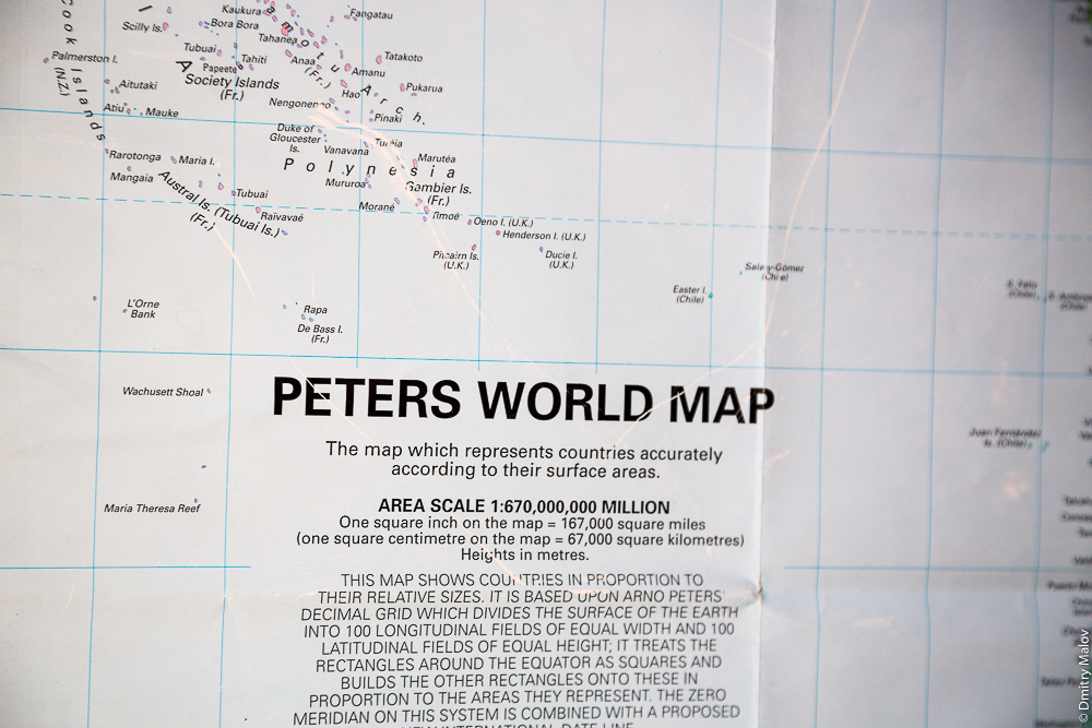 Риф Мария-Тереза (остров Табор) на карте мира в проекции Галла-Петерса. Maria Theresa Reef (Tabor Island) on a Gall–Peters projection World Map.