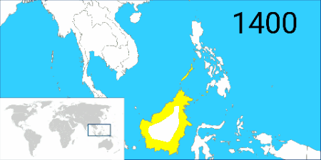 Bruneian territorial losses from 1400 to 1890.