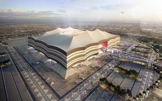 Стадион Аль-Байт для Чемпионата мира по футболу 2022 года около города Аль-Хор (Эль-Хаур), Катар. Al Bayt Stadium for 2022 FIFA World football Cup near Al Khor town, Qatar