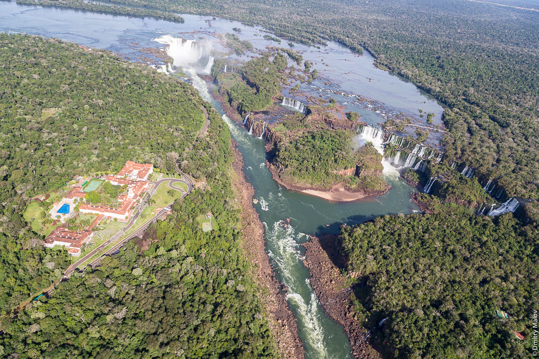 Belmond Hotel Das Cataratas, Parque Nacional Iguassu, Brazil. Aerial helicopter view.