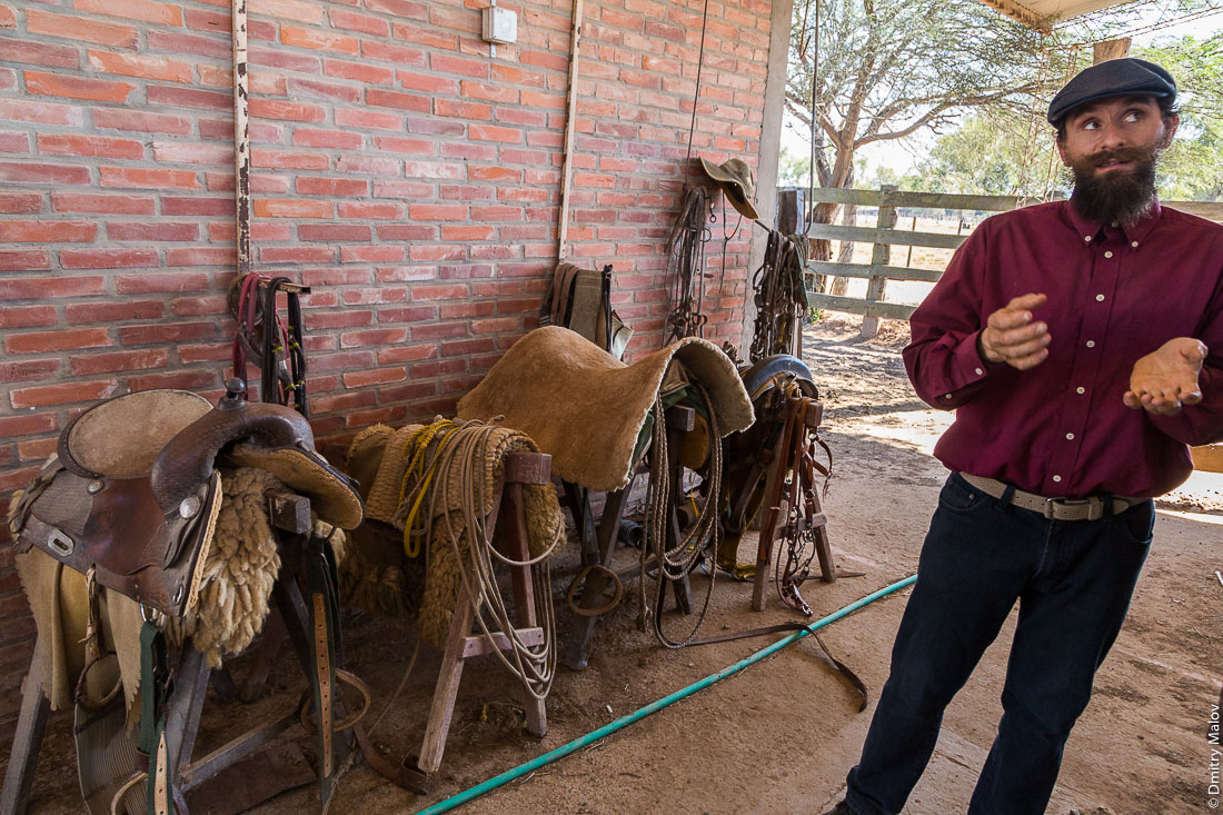 Фермер-меннонит и четыре седла. Филадельфия, Гран-Чако, Парагвай. Mennonite farmer and four saddles. Filadelfia, Gran Chaco, Paraguay
