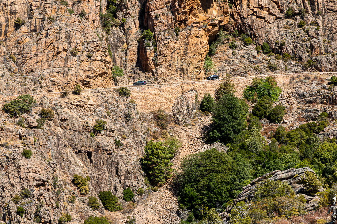 Корсиканские дороги, скалы, горы. Beatuful mountains, rocks, roadside scenery, Corsica