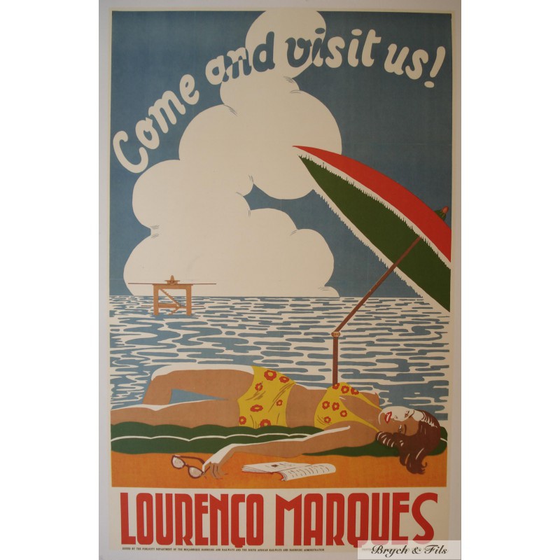Come and visit us! Lourenço Marques- винтажный туристический плакат