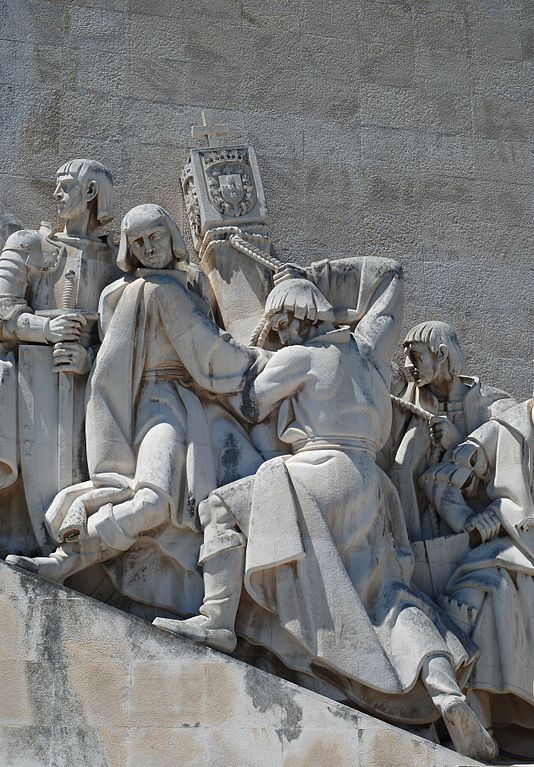 Monument to the Portuguese discoveries (Padrão dos Descobrimentos), Lisbon. Detail showing the navigators Estevão da Gama, Bartolomeu Dias, Diogo Cão and António Abreu raising a padrão (from left to right)