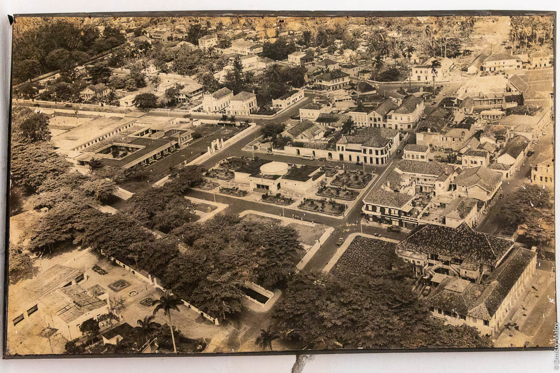 Старая аэрофотосъёмка город Сан-Томе, Национальный музей, форт Сан-Себастьян, Сан-Томе и Принсипи